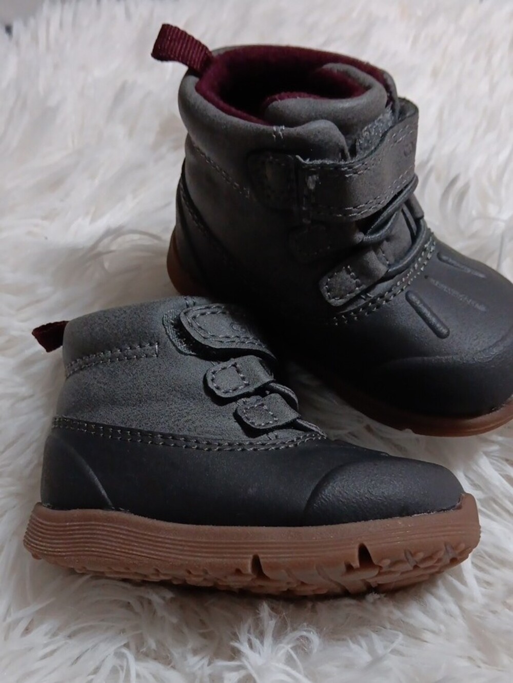 Carter's Black Toddler Boots with Burgundy Lining and Brown Sole - Picture 2 of 6